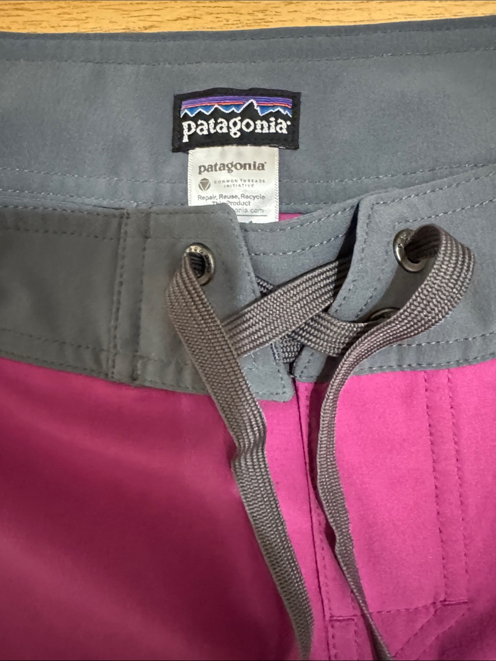 Patagonia Women's Pink and Gray Lace-Up Board Shorts Size 4